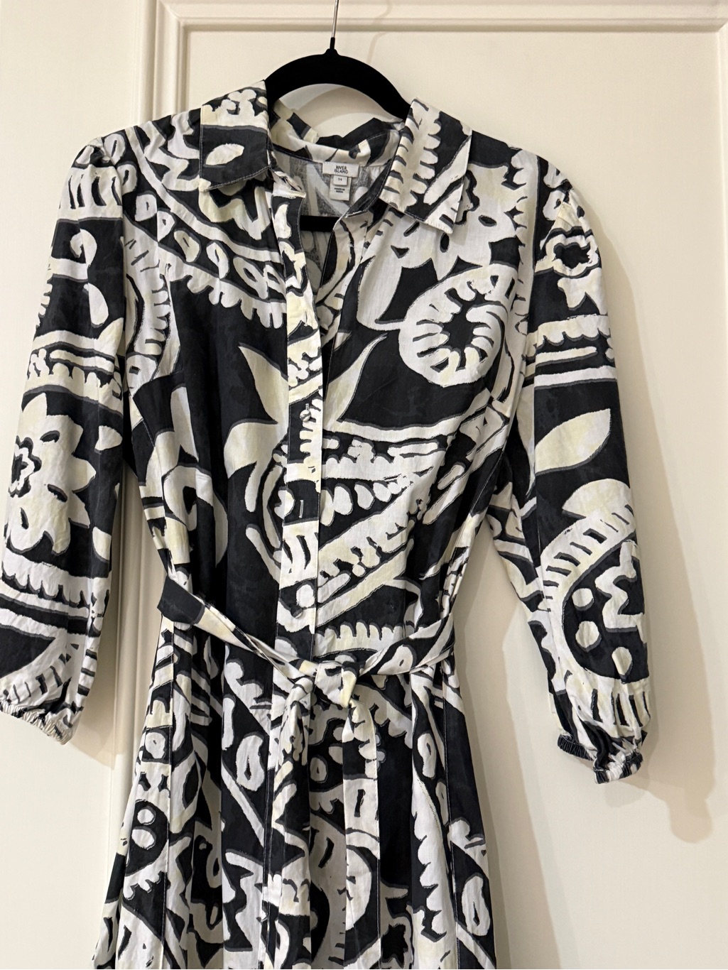 River Island Black And White Midi Shirt Dress